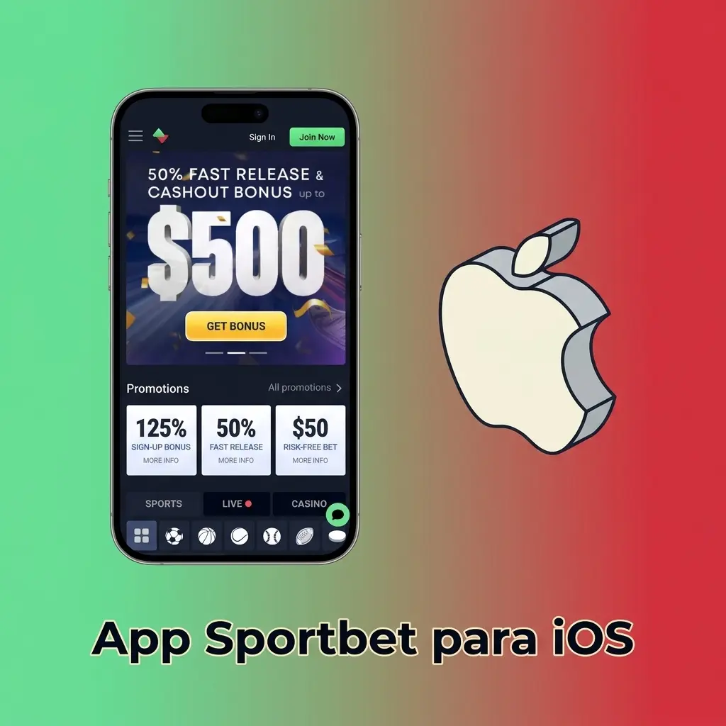 Aplicativo Sportbet para iOS em iPhone e iPad com acesso completo às funcionalidades da plataforma