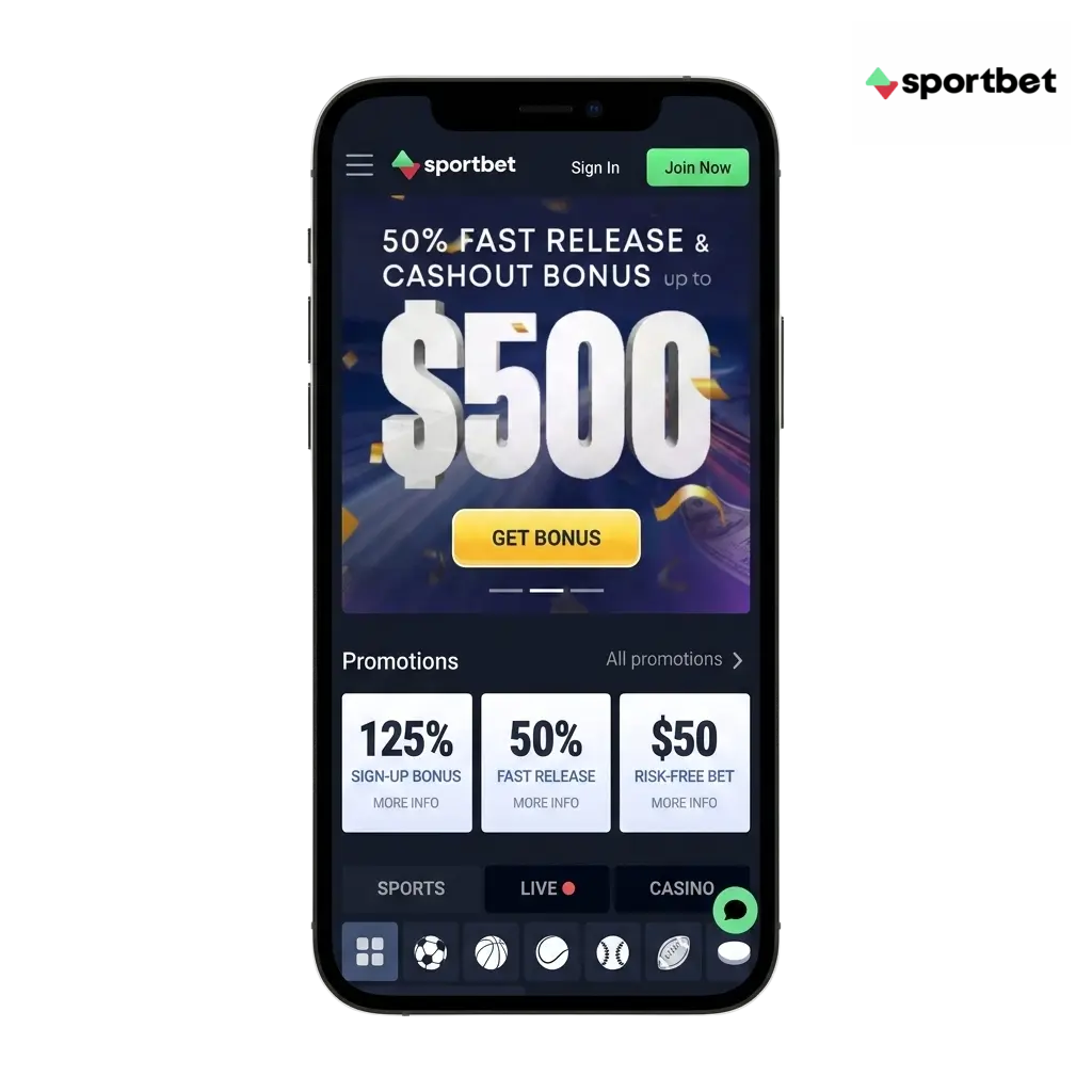 Aplicativo Sportbet para Android e iOS com apostas esportivas, cassino e pagamentos via PIX no Brasil