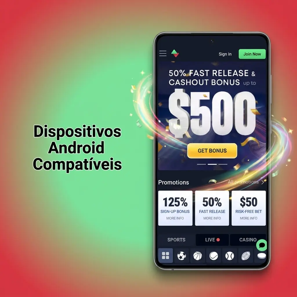 Dispositivos Android compatíveis com o app Sportbet, incluindo Samsung, Motorola, Xiaomi e outros modelos populares no Brasil